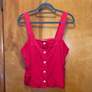 Alex Mill Red Buttoned Crop Tank Top